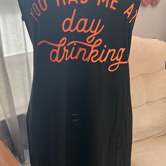 Summer Sleeveless “You had me at day drinking” distressed dress . NWOT ( XL) - Picture 3 of 5
